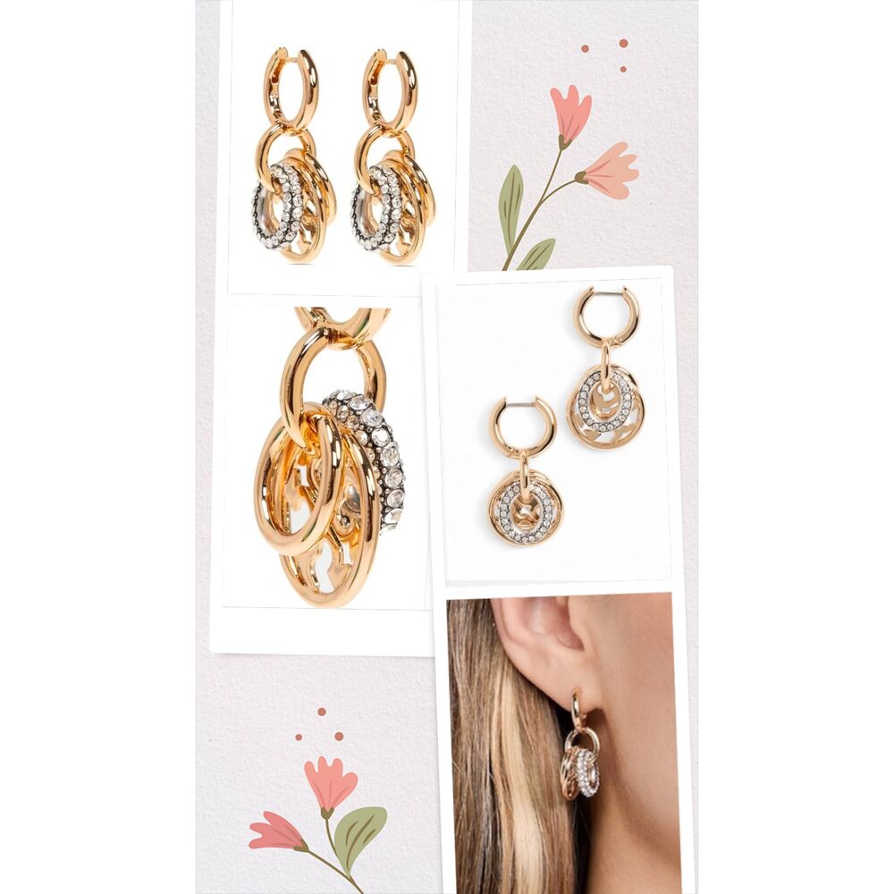 TORY BURCH Miller Pave Interlocking Double T Logo Hinged Hoop Earrings